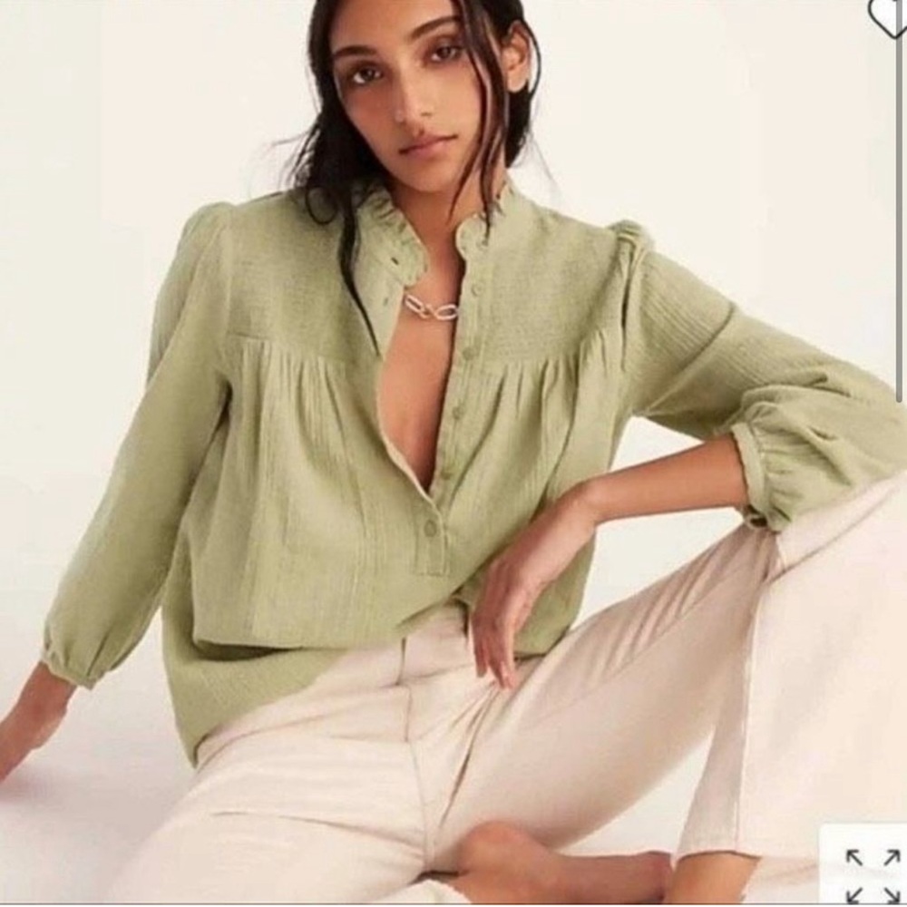 J Crew Long-sleeve soft gauze garden top